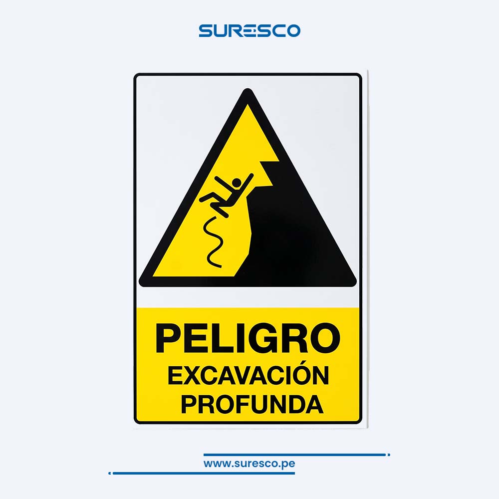 Señalética Acrílica - PELIGRO EXCAVACIÓN PROFUNDA